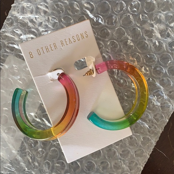 NWT Rainbow Hoop Earrings - Picture 4 of 4